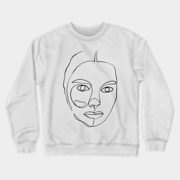 Woman face one line art Crewneck Sweatshirt by Doodle Intent